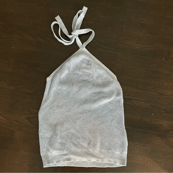 J Crew Blue Cashmere Cotton Blend Halter Knit Sweater Tank Top - Picture 7 of 8